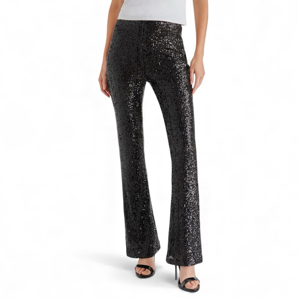 Steve Madden Glittering Black Flare Pants